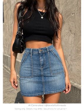 Y2K It Girl Denim Mini Skirt Light Wash Pocket Detail
